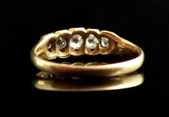 Antique five stone diamond ring, 18ct gold, Victorian