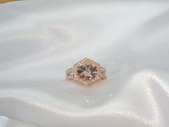 Rose Gold on Sterling Silver 925 Natural Irradiated Peach Morganite Ring Size 6