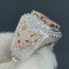 4.00 Ct Lab-Created Round Cut Men’s Custom Latter Ring 14K Two Tone Finish Ring