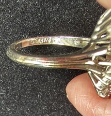 14 KT WG Vintage Ballerina Style Natural Diamond Ring, 2.15 TCW, 5.8 Grams