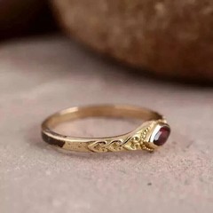 Art Deco 2.50Ct Marquise Lab Created Diamond Red Garnet 14K Yellow Gold FN Ring