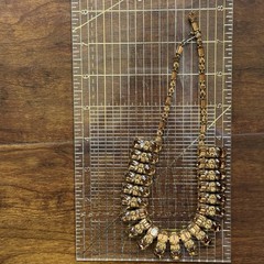 Weiss 15″ Choker Necklace Gold Amber Brown Color Crystal Rhinestone Vintage