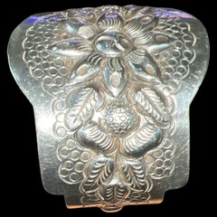Vtg 1930s MACIEL Mexico Sterling Silver 925 Heavy Repousse Flower Cuff Bracelet