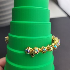 Vintage AB Rhinestone Gold Tone Cuff Bracelet Made in Austria 6.5″ READ