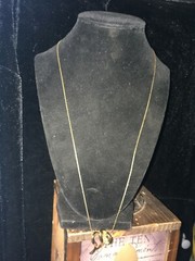 Vintage 1″ Open Swirl Slide Bright Gold Tone Pendant 24″ Chain Necklace