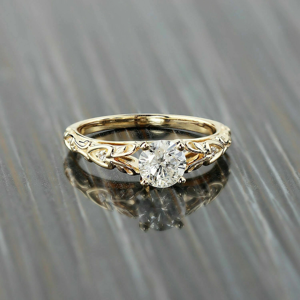 1.5Ct Round Lab-Created Diamond Solitaire Engagement Ring 14K Yellow Gold Plated