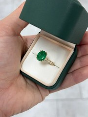 Art Deco Antique 3.60 Ct Natural Emerald Vintage Wedding Ring 14K Yellow Gold FN