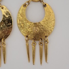 Vintage 1990s Gold Tone Boho Tribal Style Dangle Earrings Chandelier Statement