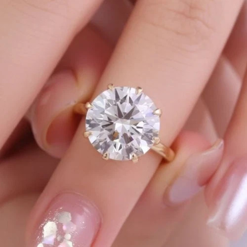 10K Yellow Gold FN With Round Cut 3.87CT White Moissanite Women’s Solitaire Ring