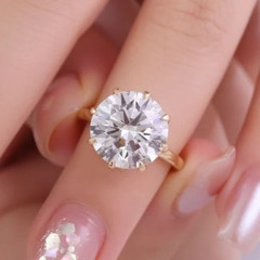 10K Yellow Gold FN With Round Cut 3.87CT White Moissanite Women’s Solitaire Ring