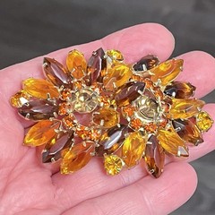 Vintage Corbel Jewelry Brand Rhinestone Brooch Earring Set On Cards Unworn 1960s