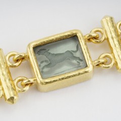 Elizabeth Locke 7 Station Rectangular Venetian Glass in 19k Yellow Gold