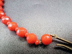 Red Lucite Necklace Faceted Beads Vintage West Germany Adjust 15.5 In Jewelry