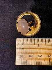 JJJ 12K GF Filigree Rose Quartz Brooch Vintage