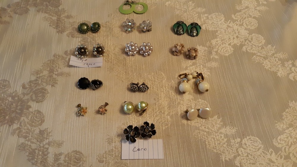 14 Pairs of Vintage CLIP ON AND SCREW ON EARRINGS Coro/Made in Japan & More