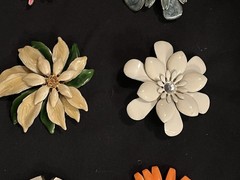 Vintage Enamel Flower Brooch Pin Lot 9pc 1960s 1970s Retro Mod Daisy Floral