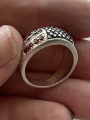 SETA 925 Sterling Silver Flag Design Ring Size 7 Red White Blue Vintage