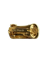 Authentic Christian Dior Black Enamel Crystals Clip On Earrings PreOwn Excellent