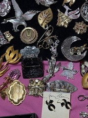 Costume Jewelry Brooch Lot Bakelite, Eisenberg, Jay Strongwater, Swarovski, JJ
