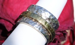 925 multi-tone sterling silver ring 12.1mm wide spinner band sz 5 vintage 11.60g