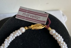 Vtg Marvella Multi Strands Faux Pearl Bracelet Original Tag