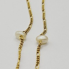 Freshwater Pearl Multi Style Link Gold Tone Chain Vtg Station Necklace 24 Inch