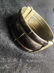 Vintage India bangle 100% genuine horn bone brass stone bracelet Made In India