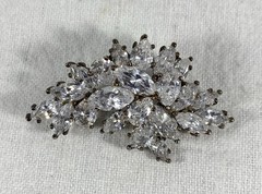 Vintage JJJ Sterling Silver CZ Brooch 11 Grams