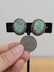 Antiqur Qing Dynasty China Export Jaditte Sterling Earrings