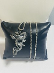 Vintage Silver Tone Chinese Magic Infinity Dragon Men’s Gothic Pendant Necklace