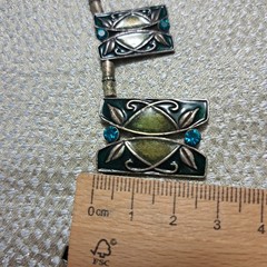 Vintage Czechoslovak Enamel Necklace | Turquoise Glass, 1980s Modernist 39 cm +