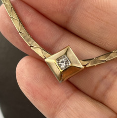 Vintage Panetta 80s Dainty Rhinestone Necklace Gold Tone 15.5″