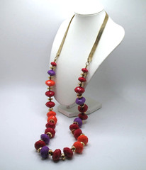 Vintage RJ Graziano lucite bead and goldtone herringbone chain necklace