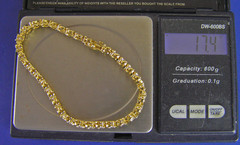 Sterling Silver Gold Wash CZ Signed Han China S Link Tennis Bracelet (Tn)