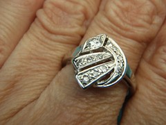 Vintage Circa 1910’s Cocktail Ring 2.2 Ct Lab Created Diamond 14k White Gold