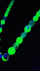 Uranium 18″ Czech faceted AB glass and lampwork bead graduated necklace! Dope!