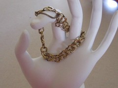 Vintage 1/20 th 12K Gold Filled Double Hoop Circle Link Bracelet W/Safety Chain