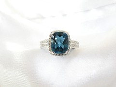 Vintage Sterling Silver 925 Natural Heated London Blue Topaz Ring Size 7