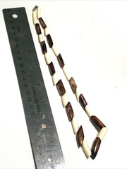 Vintage Brow white bone horn long bead necklace 19” long
