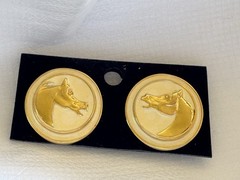 Vintage Paolo Gucci Horse Head Button Clip Earrings Signed Rare Runway Jewelry