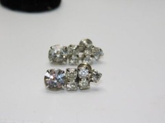 B42-VINTAGE SCREWBACK EARRINGS~SILVER TONE/PRONG SET STONES~CLASSIC