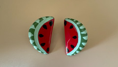 Flying Colors Watermelon Ceramic Vintage Necklace And Clip Earrings ds20