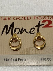 Very Pretty Monet 2 Gold Tone Small Hoops Pierced Earrings