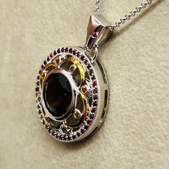 Sterling Silver 925 Open Work Crystal Round Signed NF Pendant Chain Necklace JTV