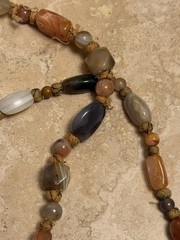 Vintage Aqeeq Agate Carnelian Bead Necklace Hand-Knotted Beirut Lebanon Souk 80s