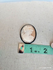 Vintage Silver Hand Carved Lady Cameo Brooch/Pendant Marked 800