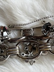 Vintage Juliana Black Gray Clear Rhinestone Cluster 5-Link Bracelet & Earrings