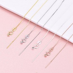 1PC Solid Silver Vermeil Needle Adjustable 0.6mm Wide Box Chain Necklace FESV41