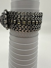 Loft Gun Metal Chain Bracelet With Rhinestones And Magnetic Closure Size 7