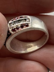 SETA 925 Sterling Silver Flag Design Ring Size 7 Red White Blue Vintage